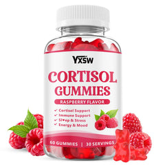 YXSW Cortisol Gummies Raspberry bottle for daily relaxation and focus.
