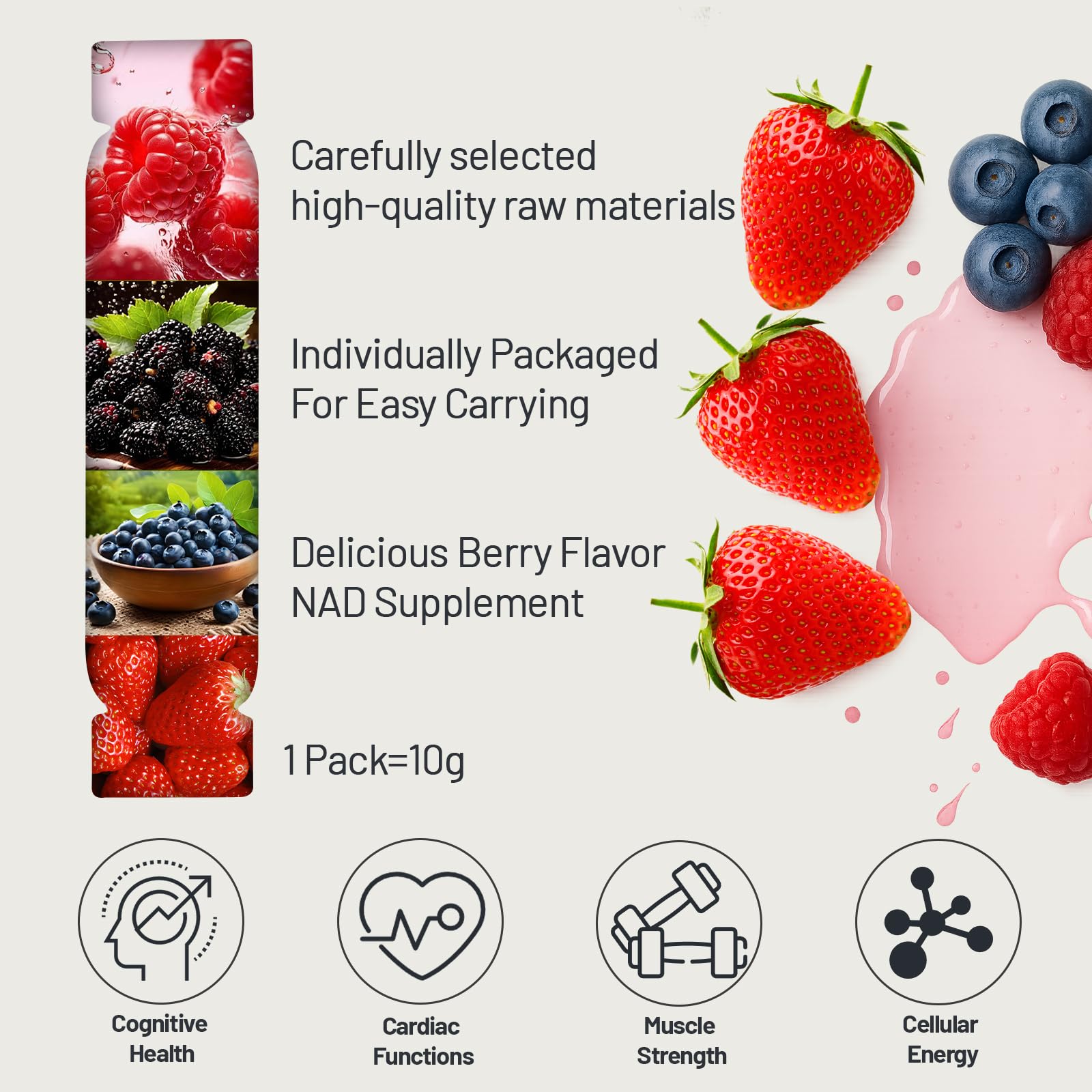YYURAURB berry-flavored liquid packet ready to mix.