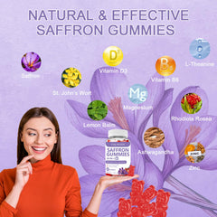 YZQ WAIDE saffron gummies ingredients label with 10-in-1 blend