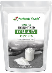 Z Natural Foods Collagen Peptides unflavored powder ready to mix into coffee or smoothies.