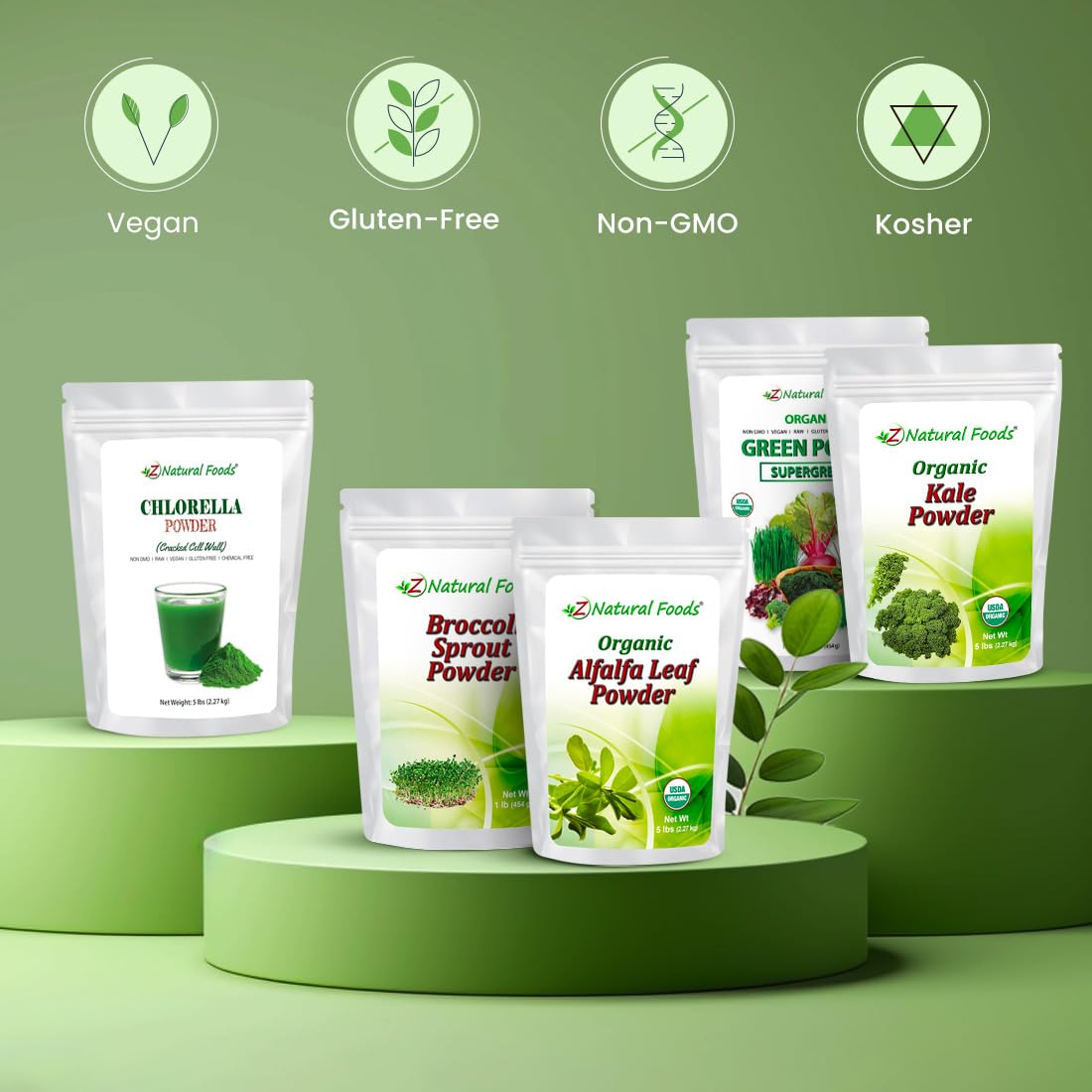Z Natural Foods Greens Powder smoothie mix blends easily into drinks