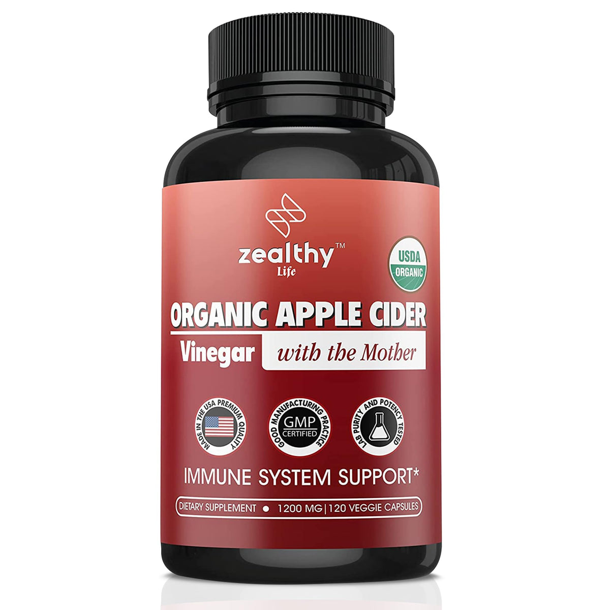Z Zealthy Life organic apple cider vinegar capsules bottle for convenient daily wellness