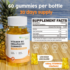 ZA'ZA K ORGANICS Gomitas B2, etiqueta clara, fácil identificar para adultos y niños.
