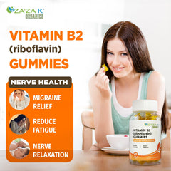 ZA'ZA K ORGANICS Gomitas B2, manos sosteniendo, opción vegana para energía diaria.