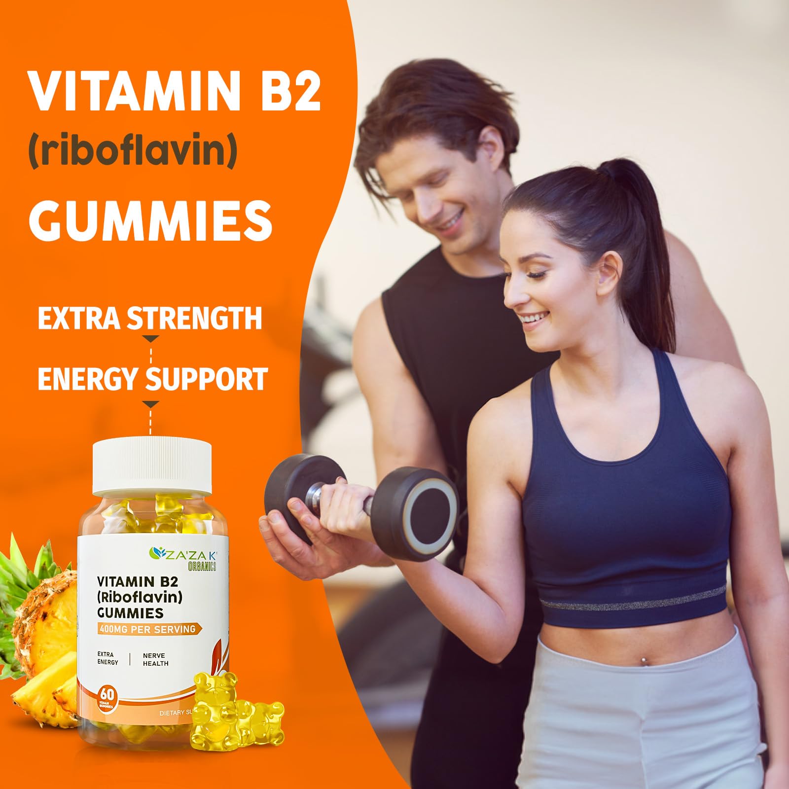 ZA'ZA K ORGANICS Gomitas B2, opción vegana para dietas basadas en plantas.