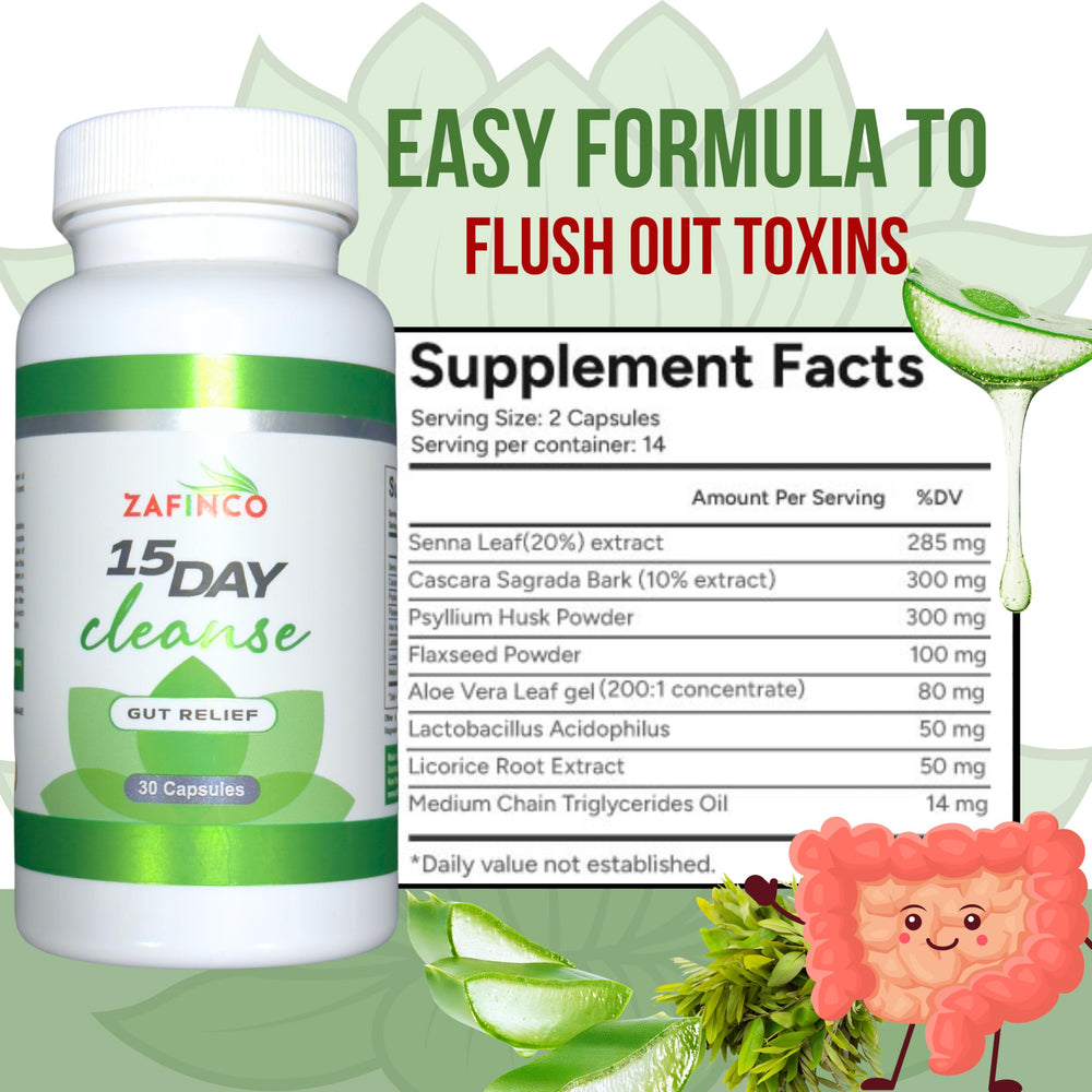 ZAFiNCO Gut Relief capsules close-up ready for daily use.
