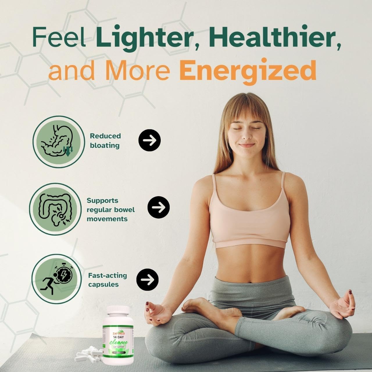 ZAFiNCO Psyllium husk capsules suggesting gentle, regular digestive support.