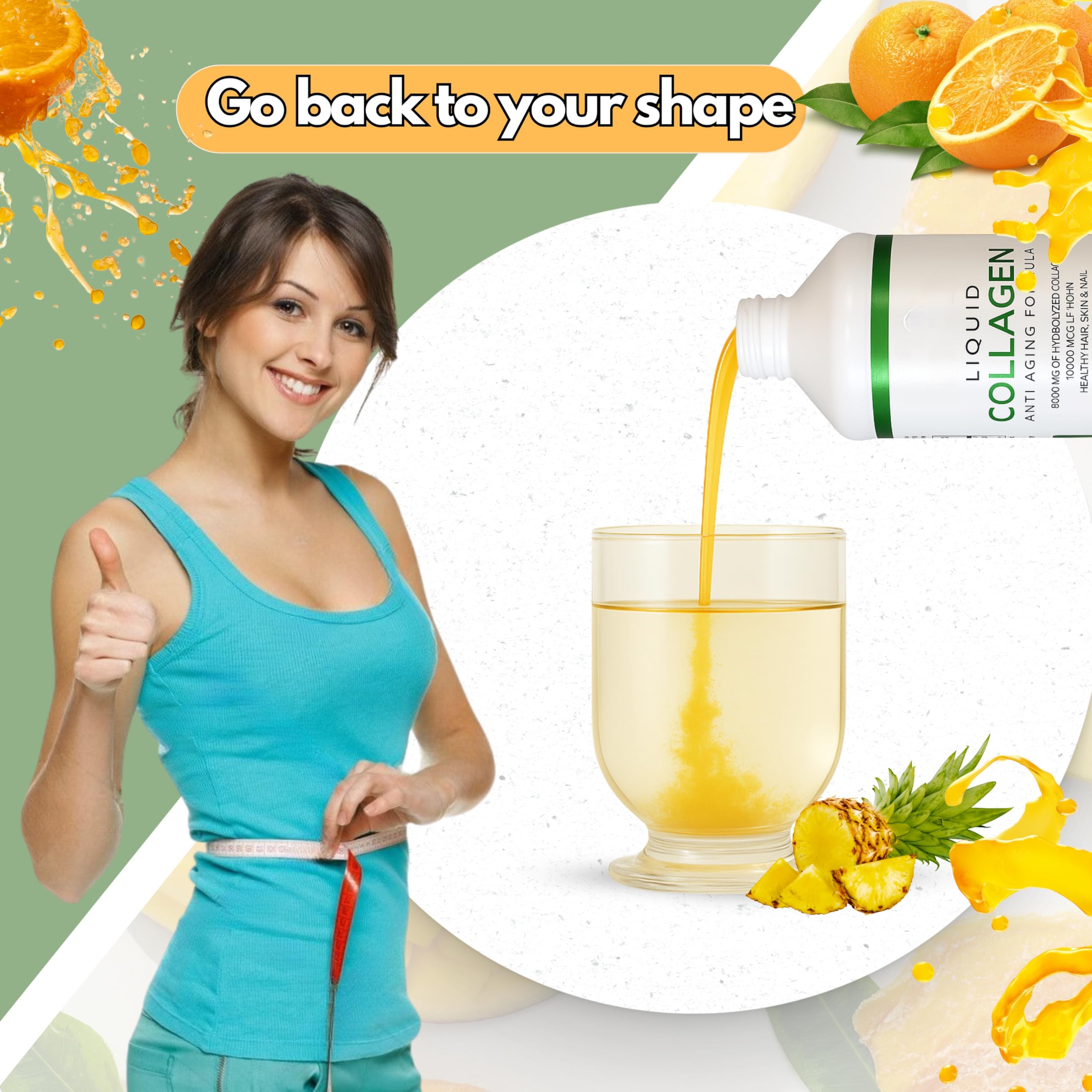 Nutrient blend includes hyaluronic acid and vitamin C for skin and nails.