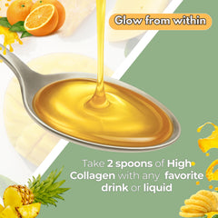 Pine'O'Range liquid collagen pour shot shows easy daily use for hair and skin support.