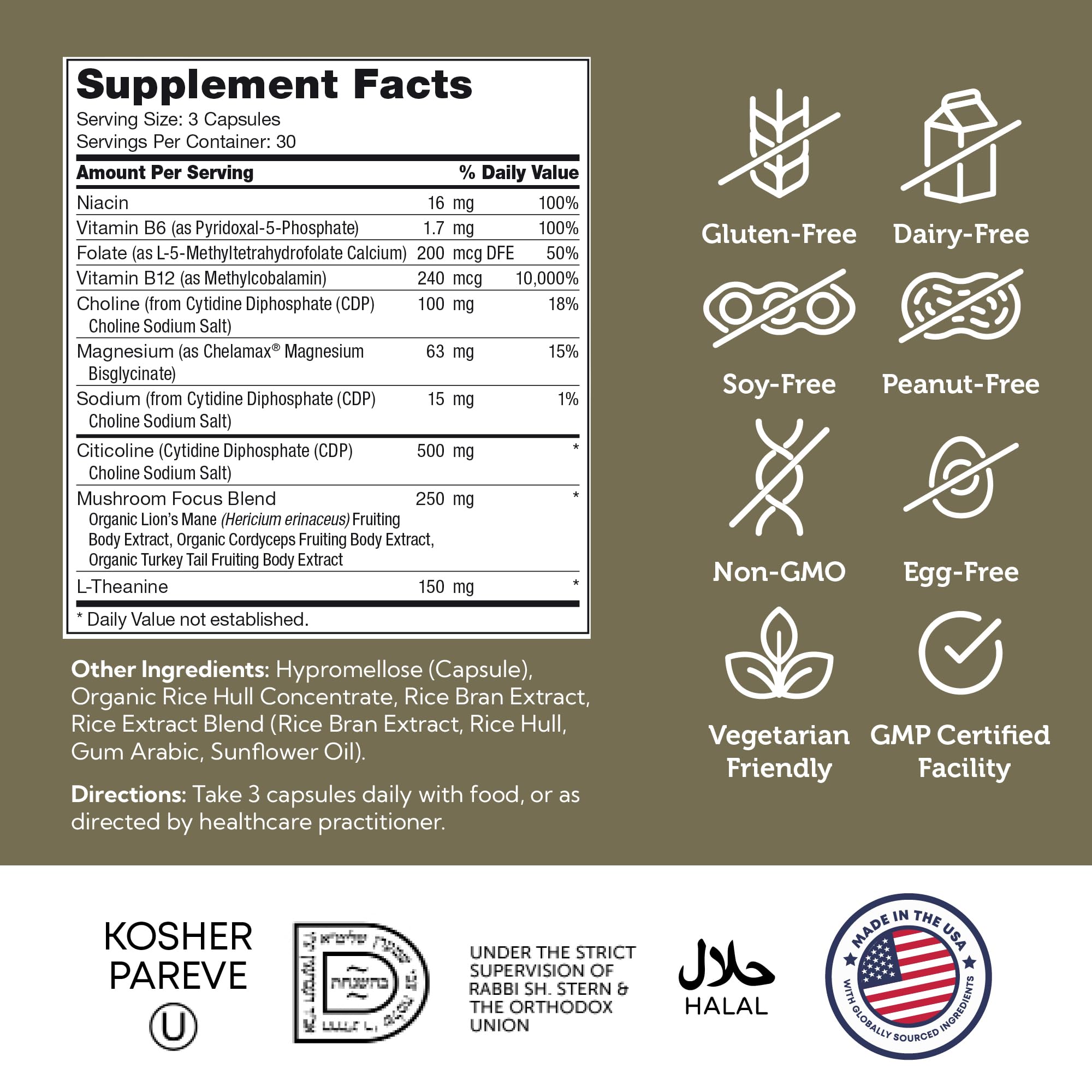 Zahler AdultFocus bottle pour close-up demonstrates easy dosing for study and work sessions.