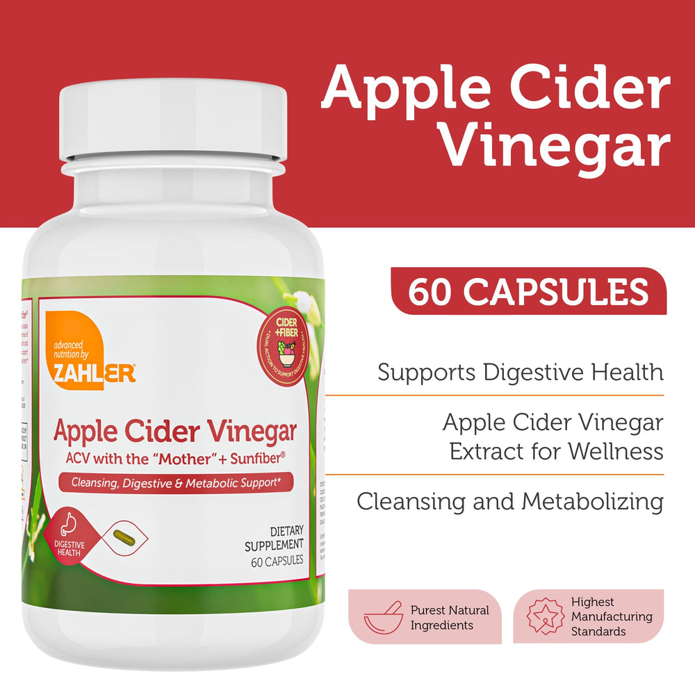 Zahler ACV Capsules being poured from bottle for convenient daily use