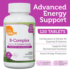 Zahler B-Complex capsules close-up on tablets.
