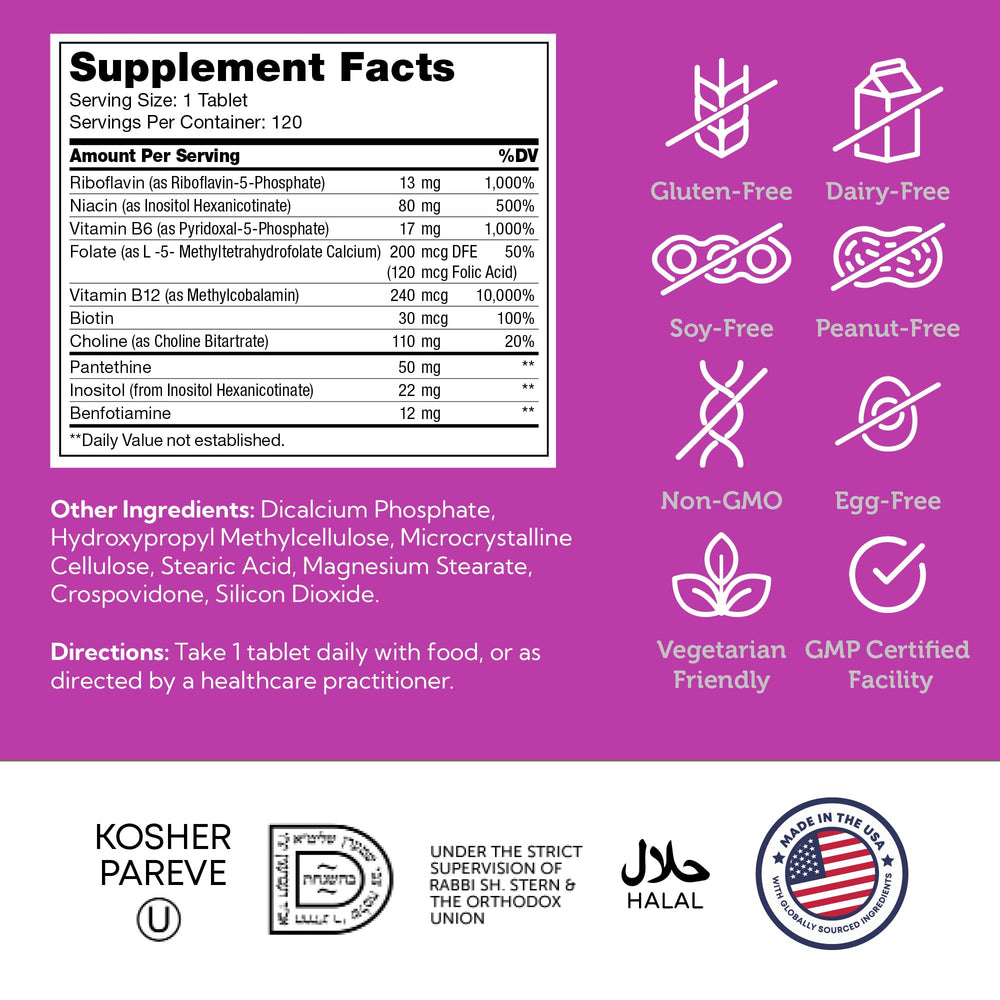 Zahler B-Complex nutrition facts panel for informed choices.