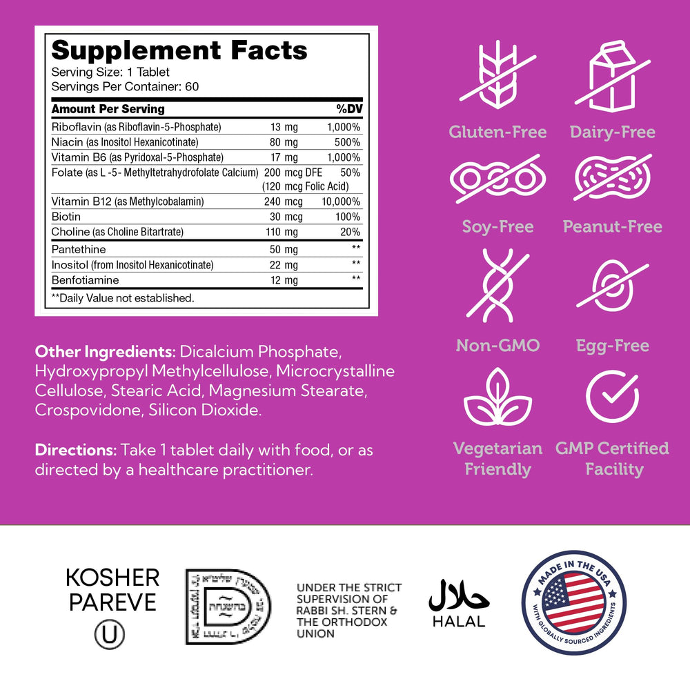 Zahler B-Complex packaging with gluten-free and kosher icons