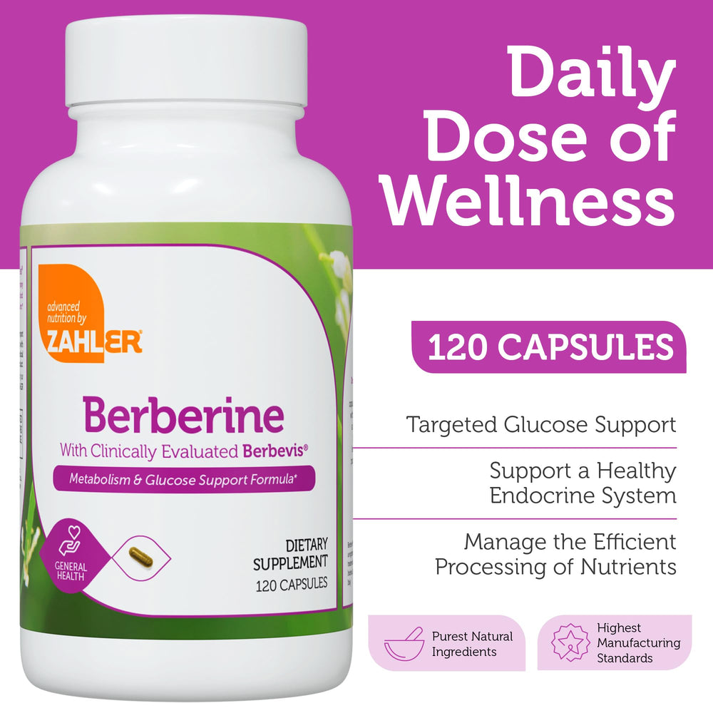 Zahler Berberine Berbevis label showcases clean formulation for daily metabolic wellness.