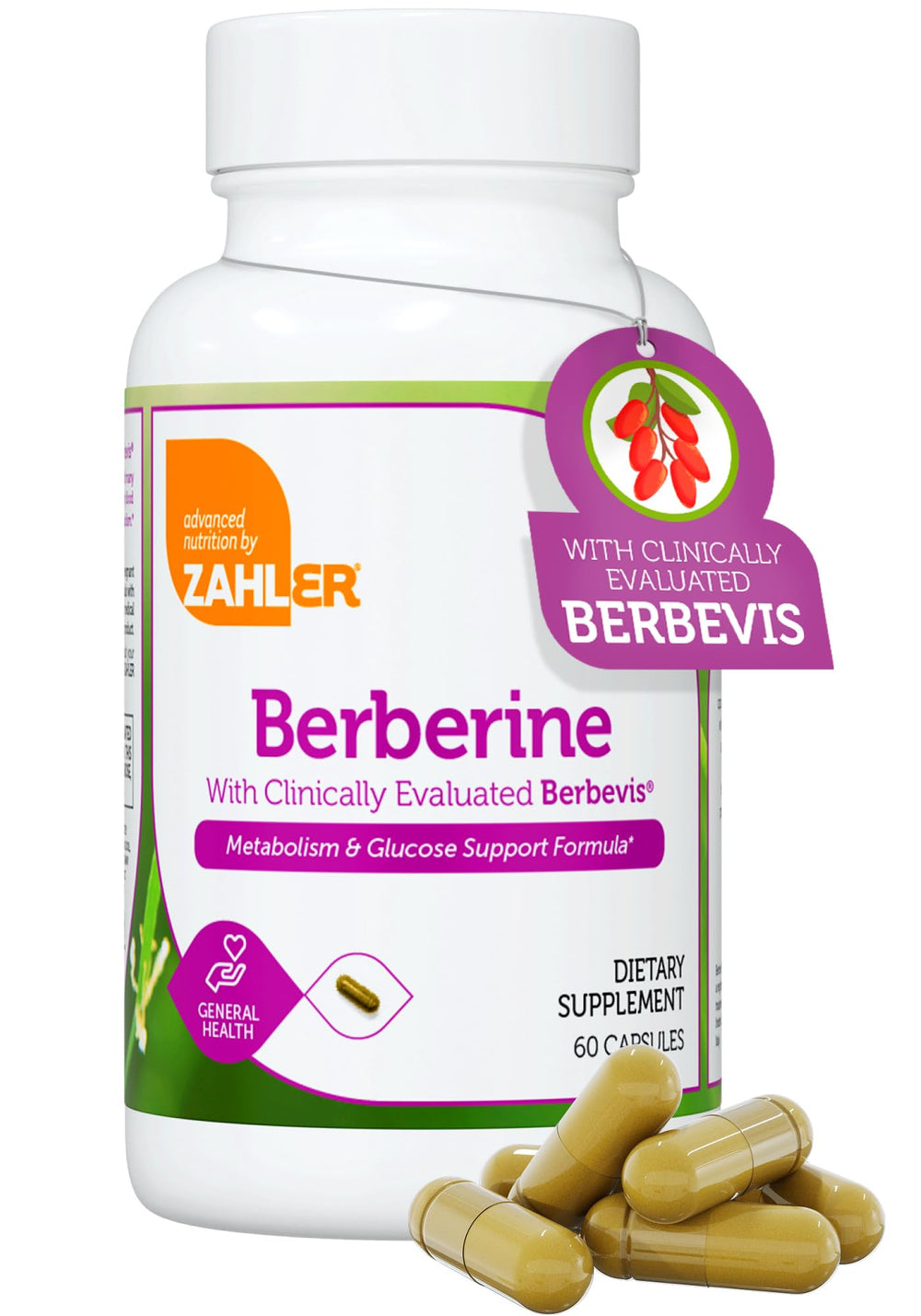 Zahler Berberine bottle with capsules arranged for everyday wellness routine