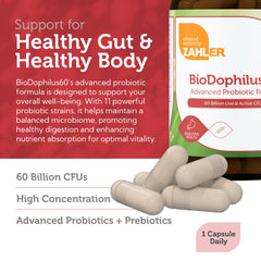 Zahler Biodophilus bottle pour demonstrating easy daily dosing.