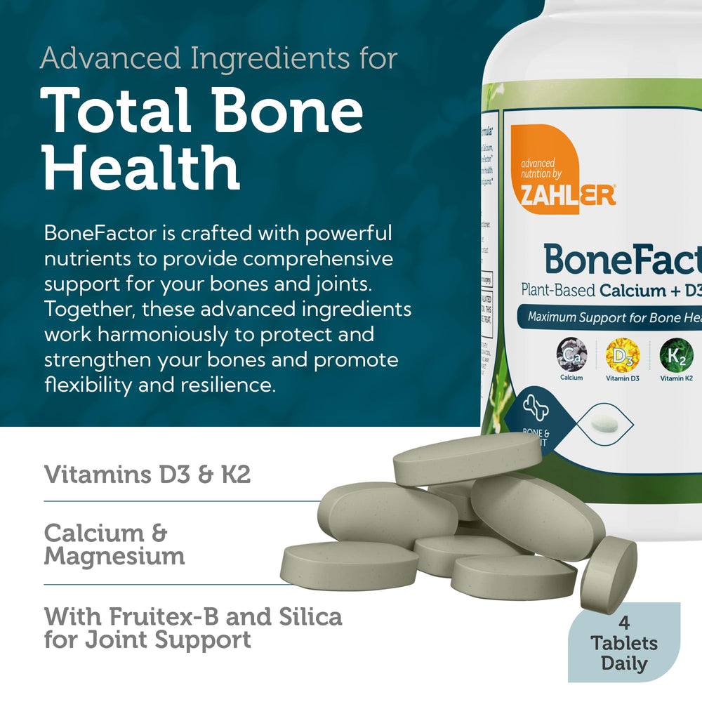Zahler BoneFactor capsules preview joint and teeth support ingredients.