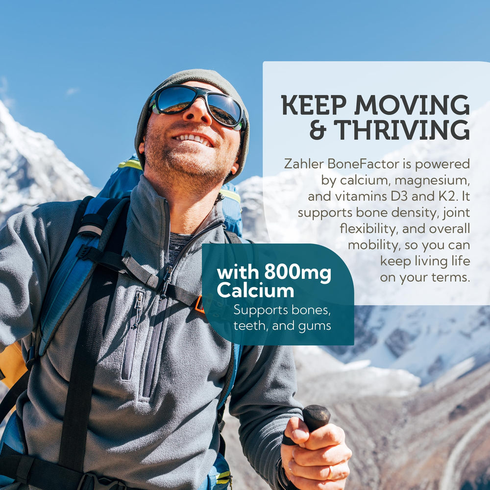 Daily dose spoon with Zahler BoneFactor emphasizing magnesium and silica benefits.