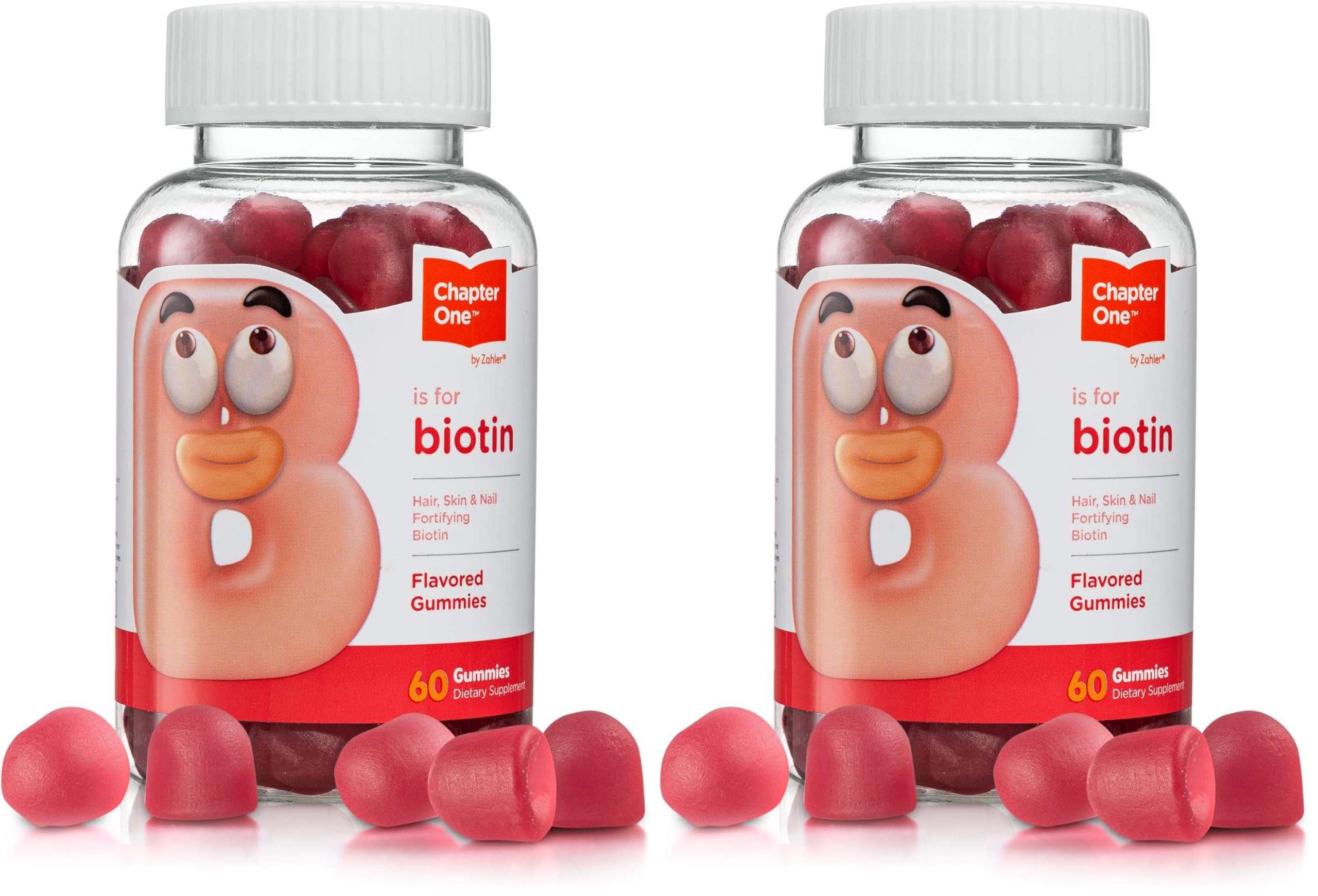 Zahler Chapter One Biotin Gummies bottle for convenient daily use supporting hair, skin and nails.