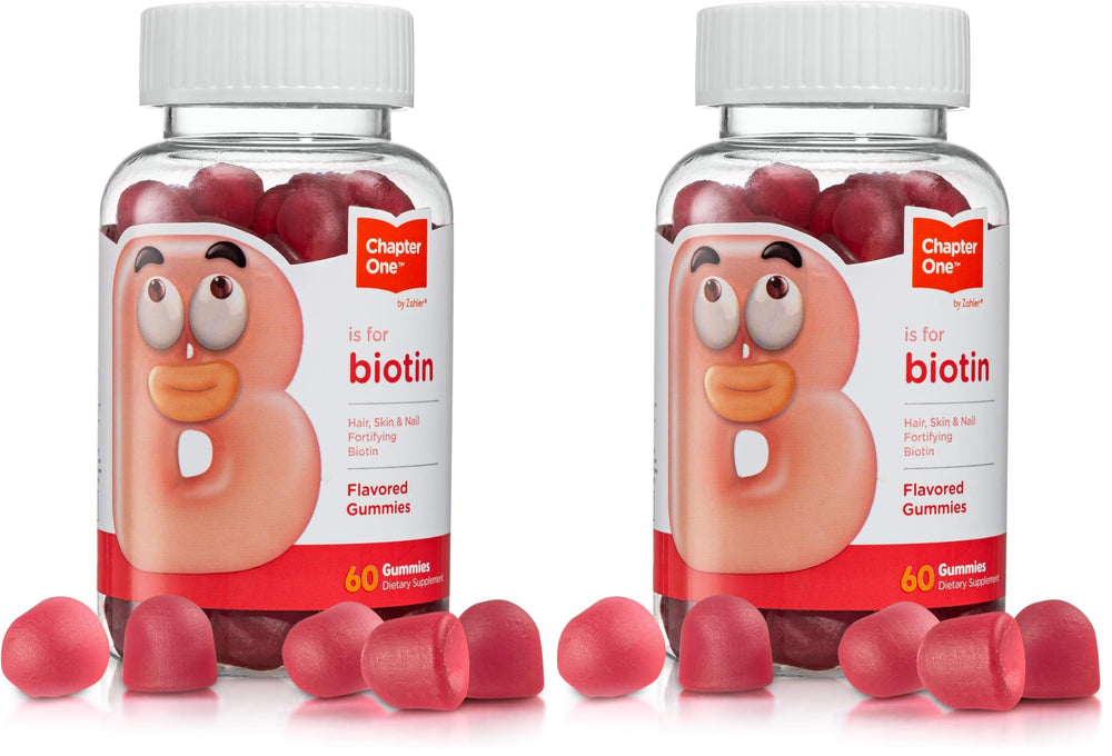 Zahler Chapter One Biotin Gummies bottle for convenient daily use supporting hair, skin and nails.