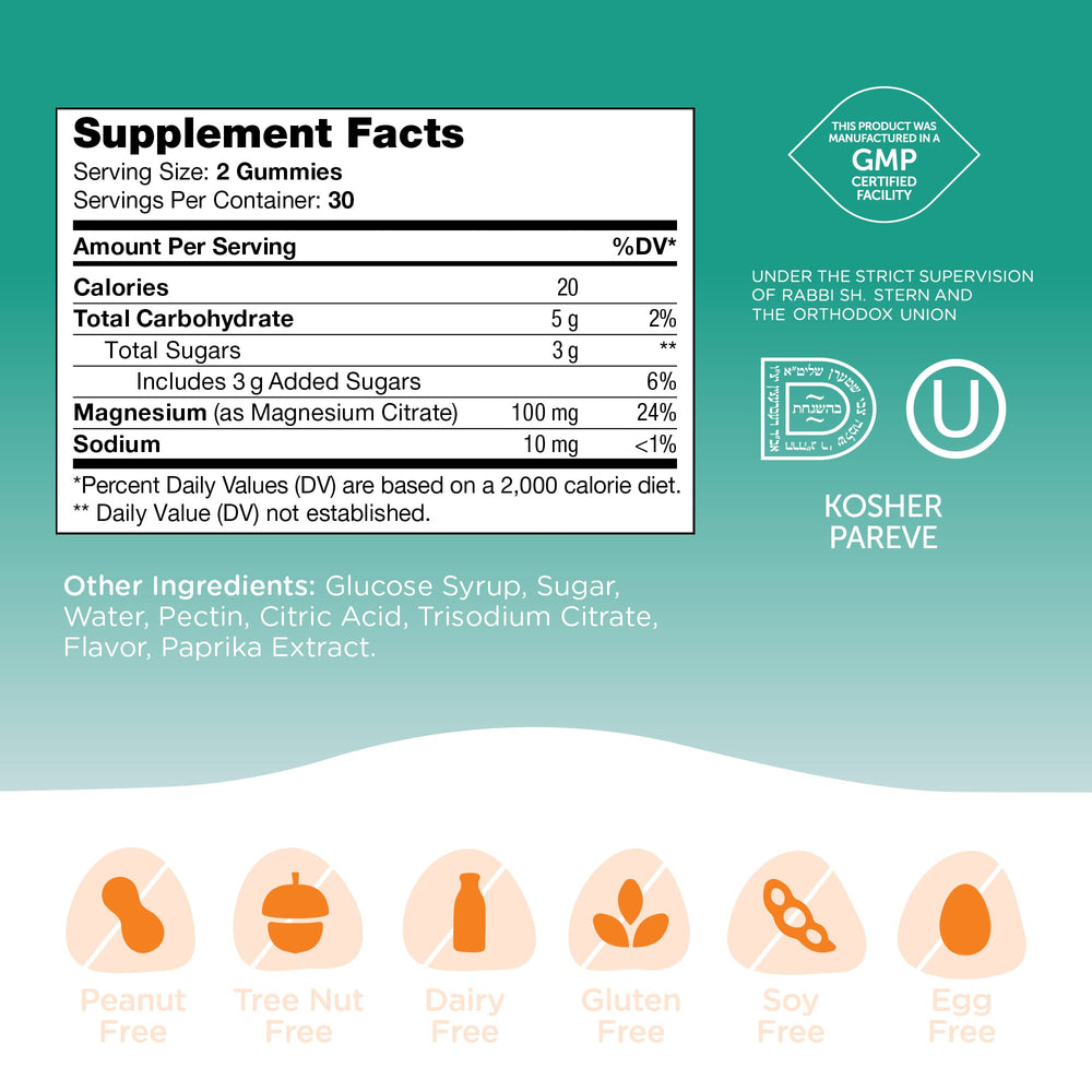 Zahler Chapter One Magnesium Gummies fruit-pectin base aids digestion