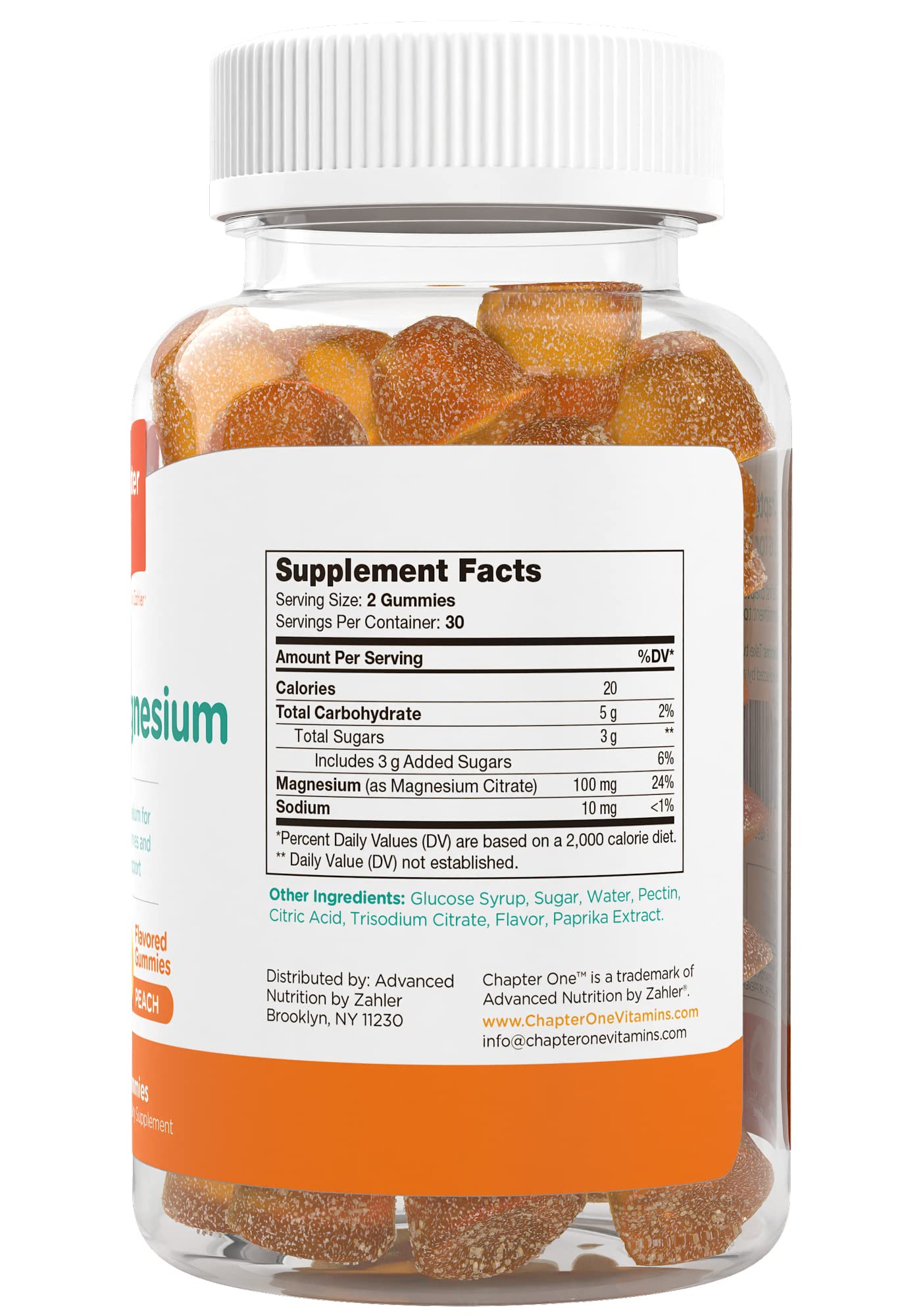 Zahler Chapter One Magnesium Gummies kids chewing with peach flavor