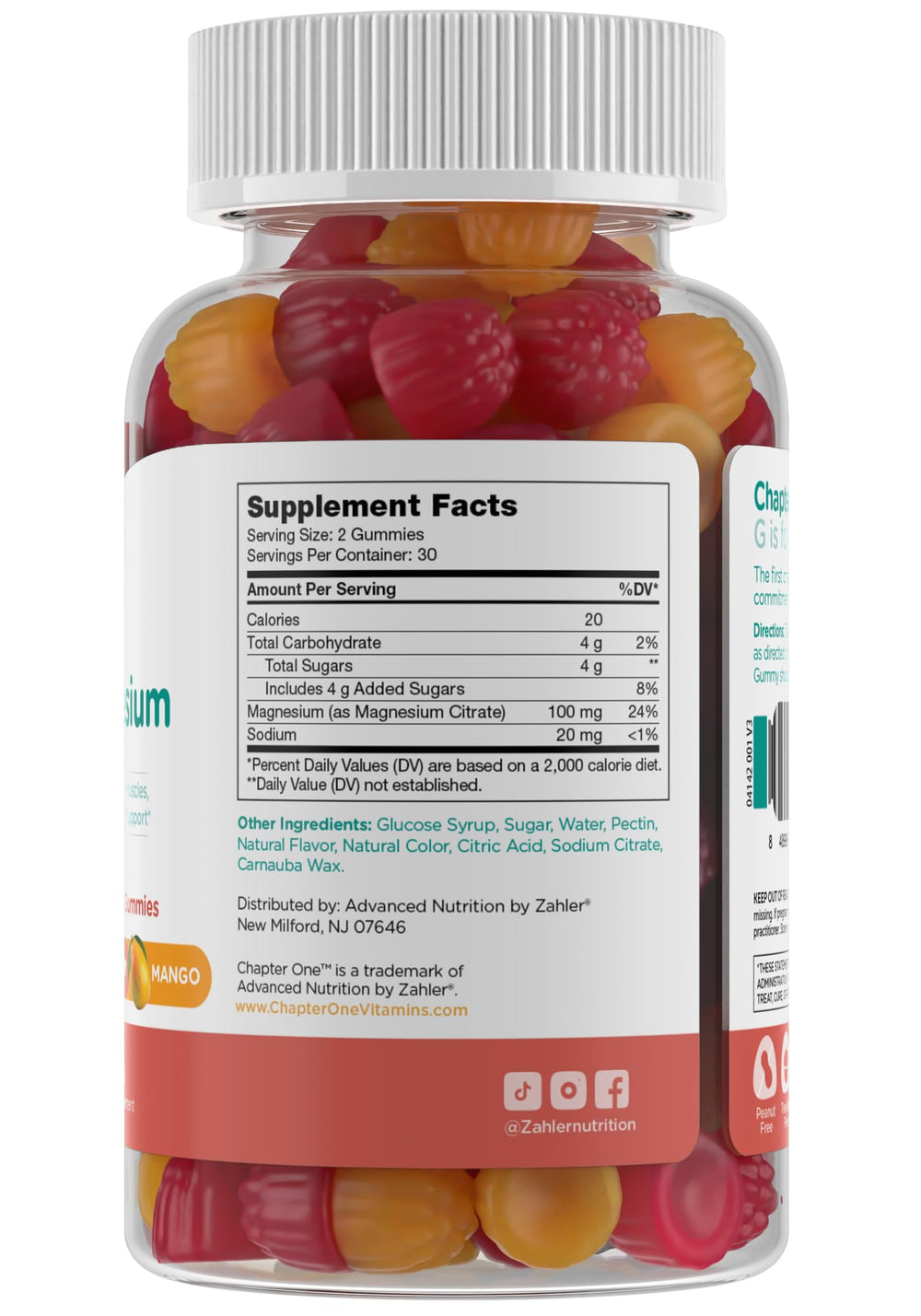 Zahler Chapter One Magnesium Gummies mango flavor close-up for easy chewing and daily routine