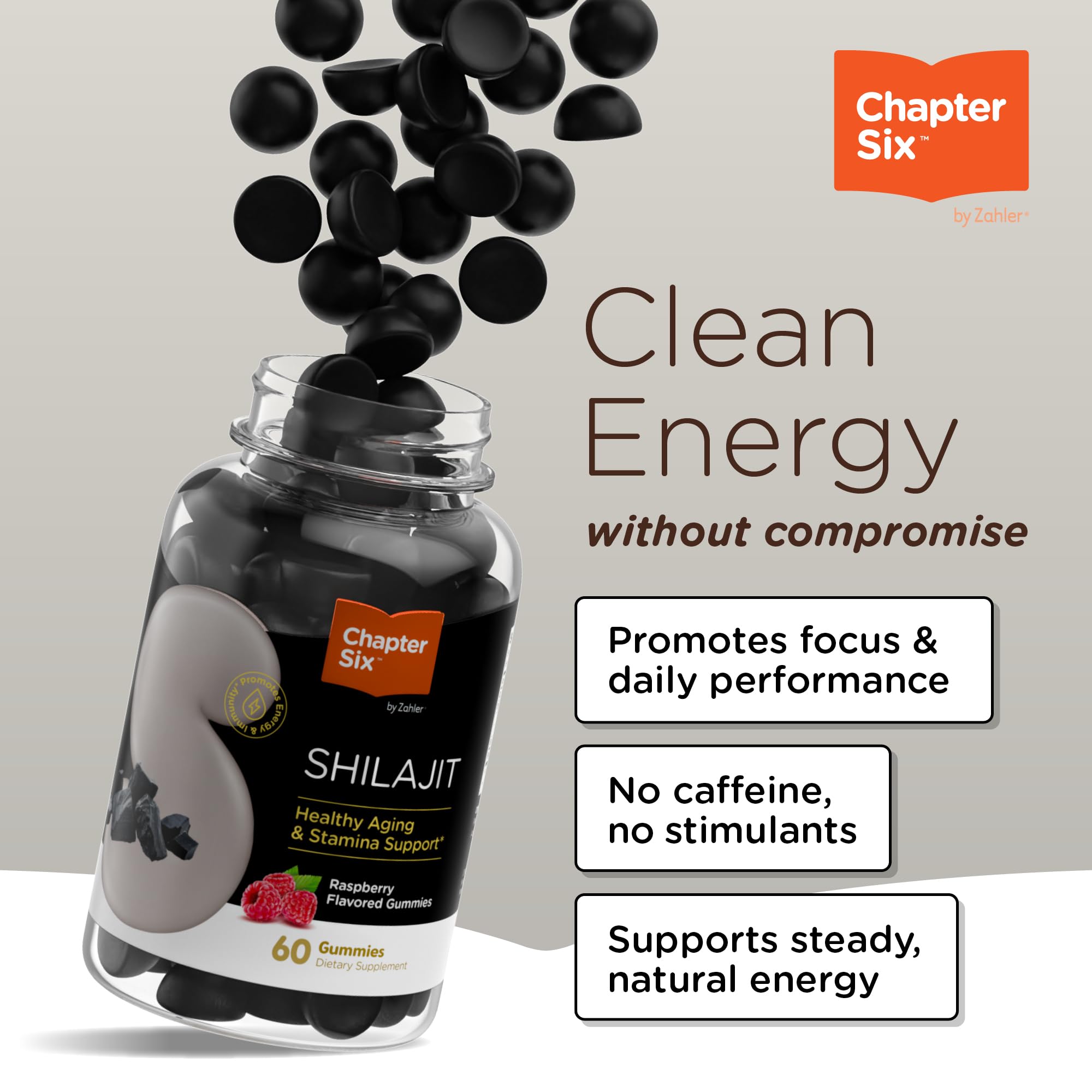 Zahler Chapter One Shilajit Gummies ingredient panel with mineral-rich profile