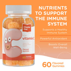 Zahler Chapter One Vitamin C Gummies bottle side highlights 60-count daily use