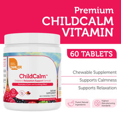 Zahler ChildCalm ingredients list highlighting magnesium and vitamins.