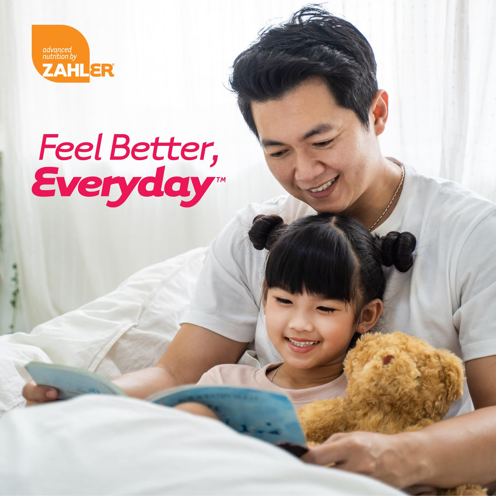 Zahler ChildCalm fruit-punch pack showing convenient daily tablets