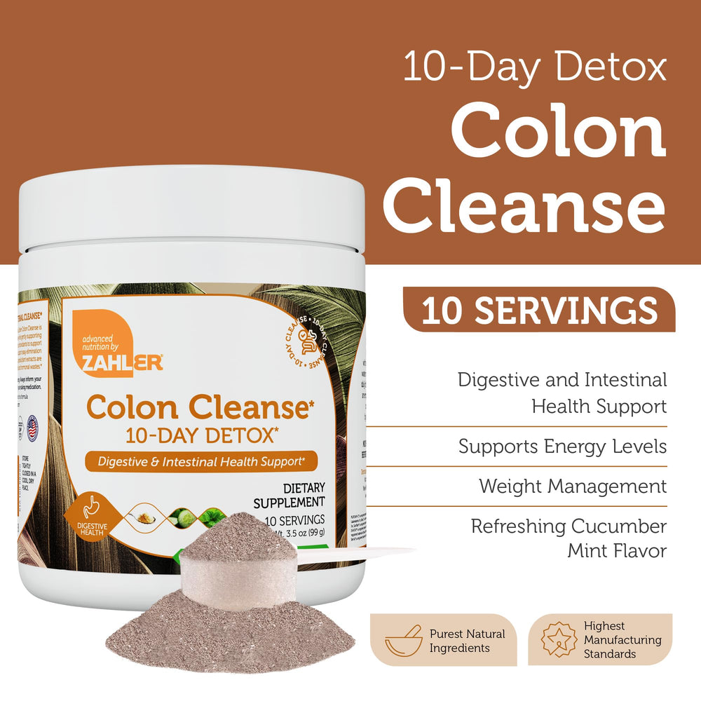 Zahler Colon Cleanse dissolve-in-water ease for quick daily mixing.