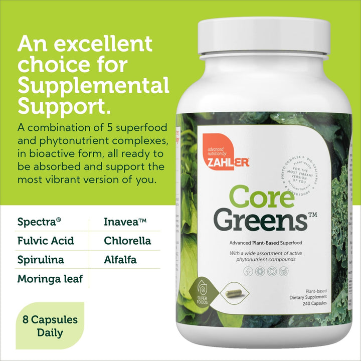 Zahler Core Greens kosher certification for trusted vegan supplement.