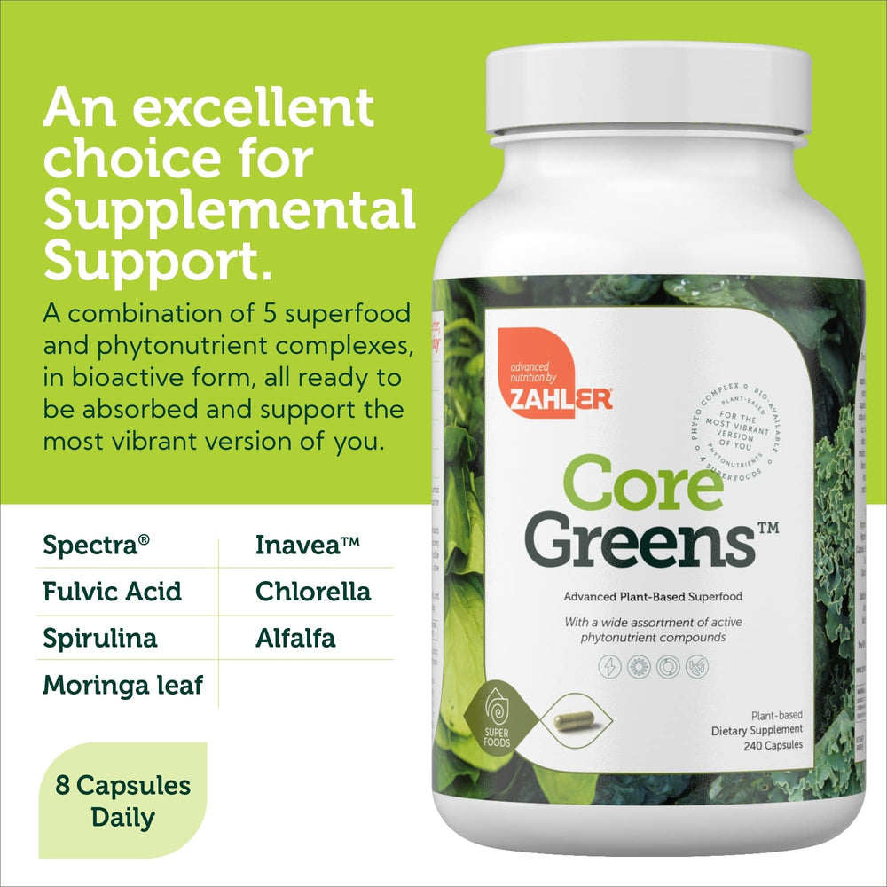 Zahler Core Greens kosher certification for trusted vegan supplement.