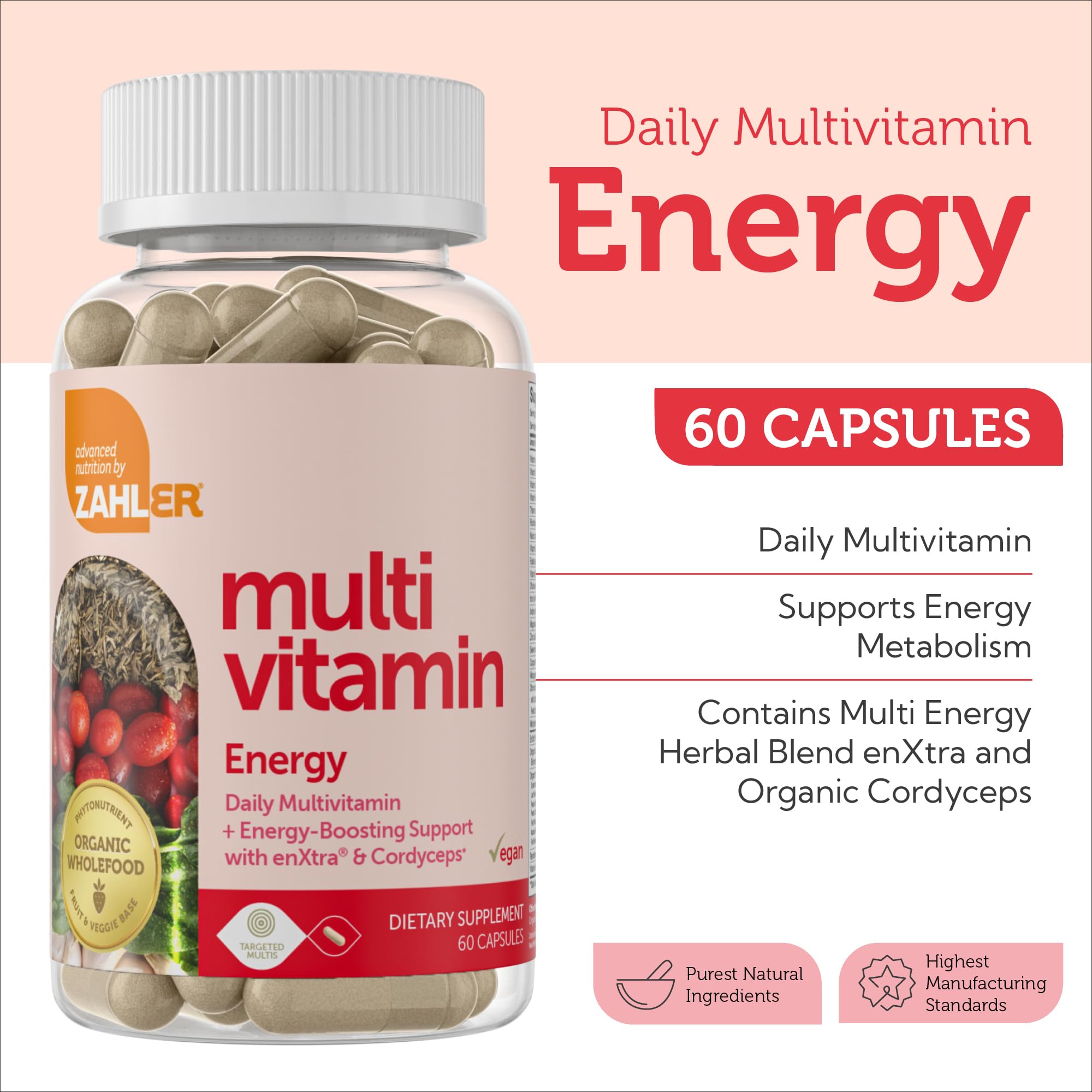 Zahler Daily Multivitamin label shows kosher and vegan-friendly certification