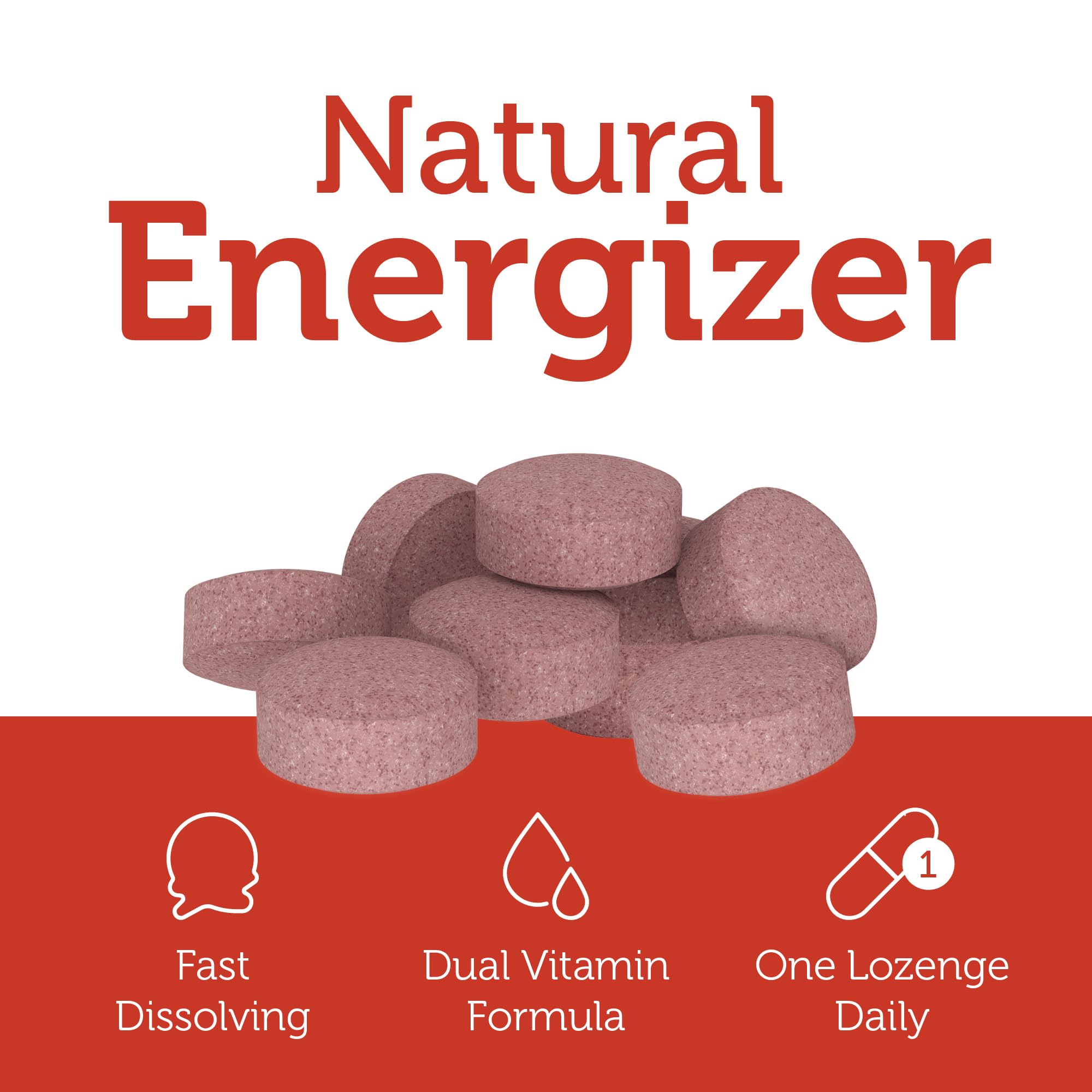 Ingredients list highlighting B12 and folate content.
