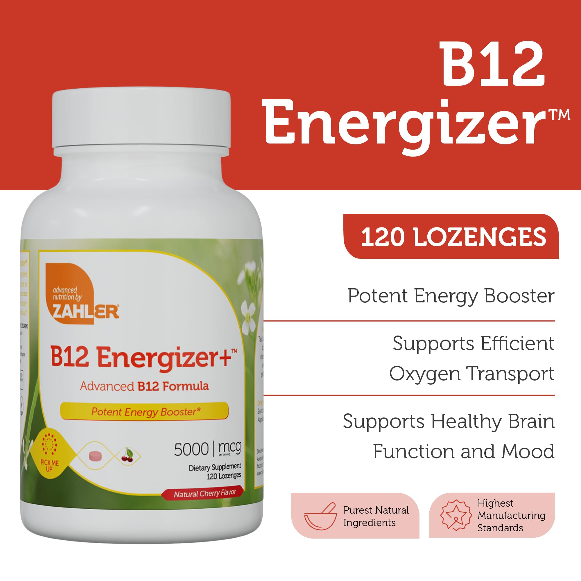Cherry-flavored Zahler Energizer+ lozenge offering a tasty energy lift