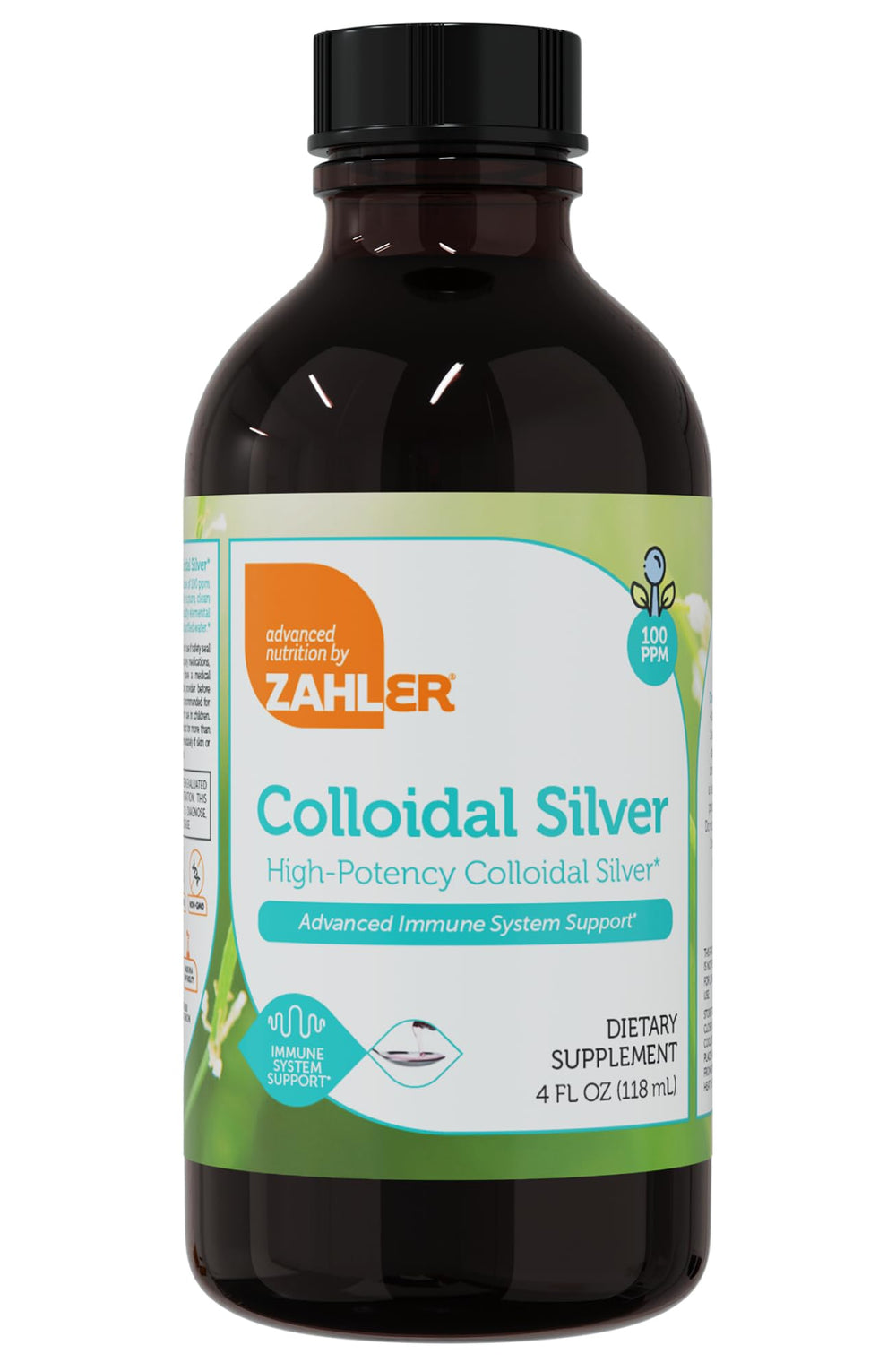 Zahler High-Potency Colloidal Silver 4oz bottle ready for precise dosing.