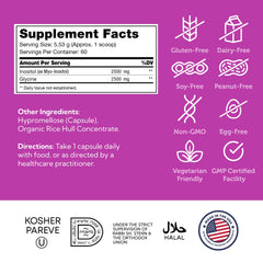 Zahler Inositol capsules close-up, showing easy-to-swallow form