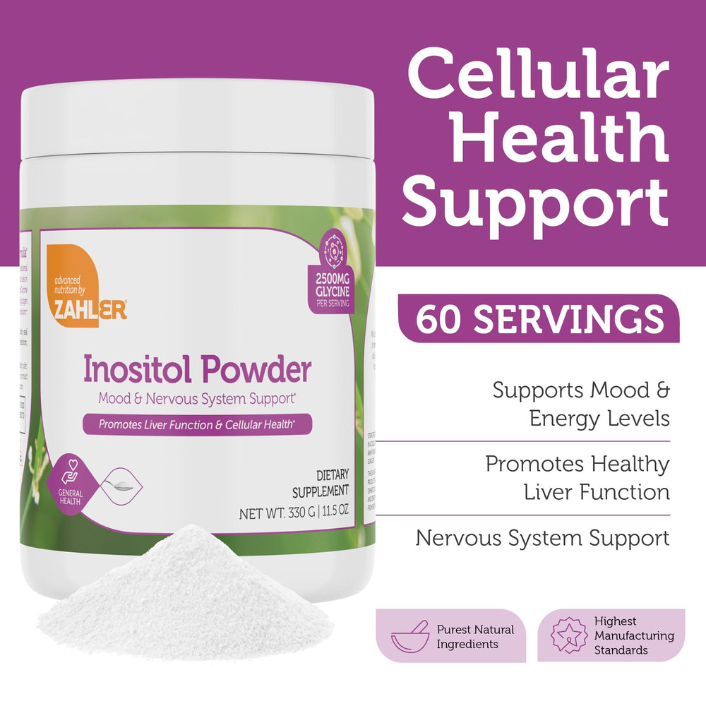 Zahler Inositol-Glycine powder taste-free; easy to mix into beverages.