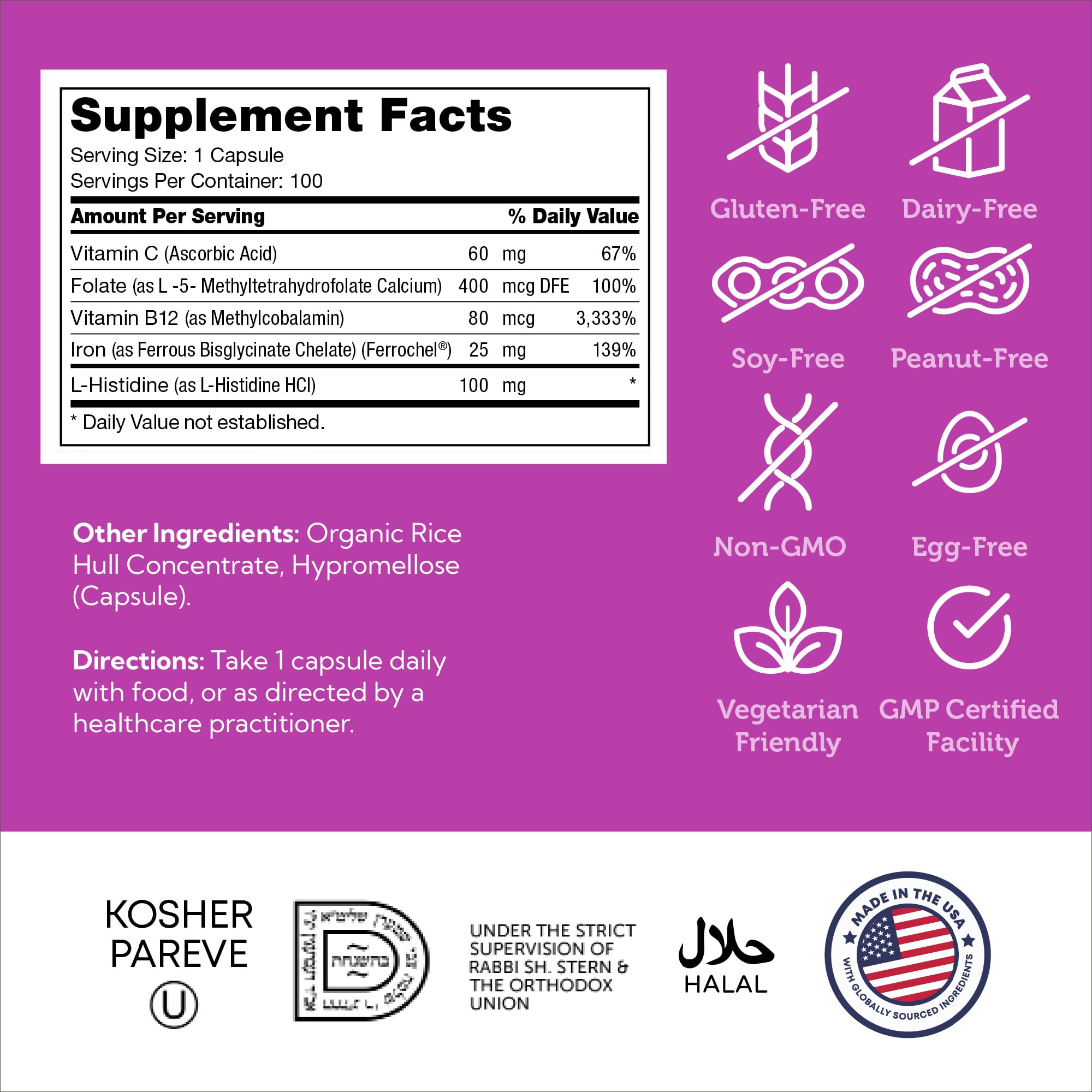 Zahler Iron Complex with vitamins C and B12 for absorption