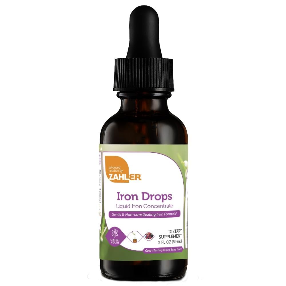 Zahler Iron Drops bottle shows gentle liquid iron for daily use