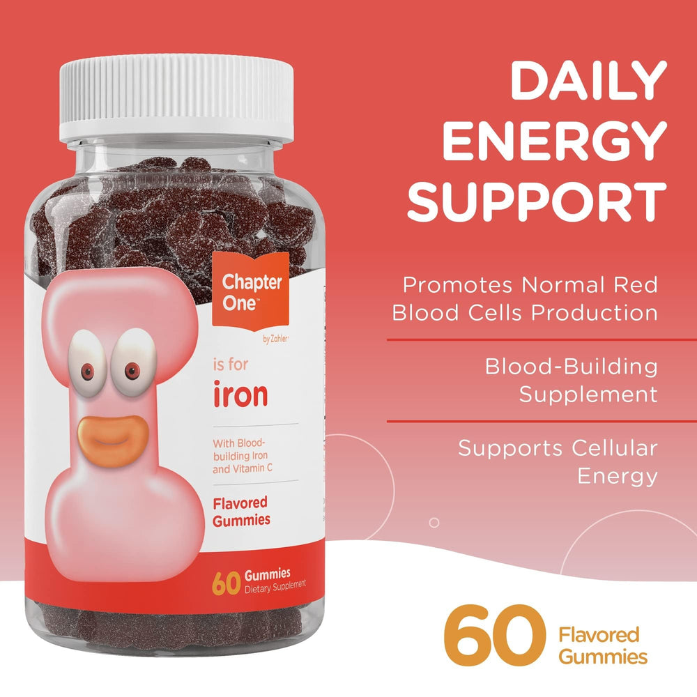 Close-up of Zahler gummies showing chewable texture for easy iron supplementation.