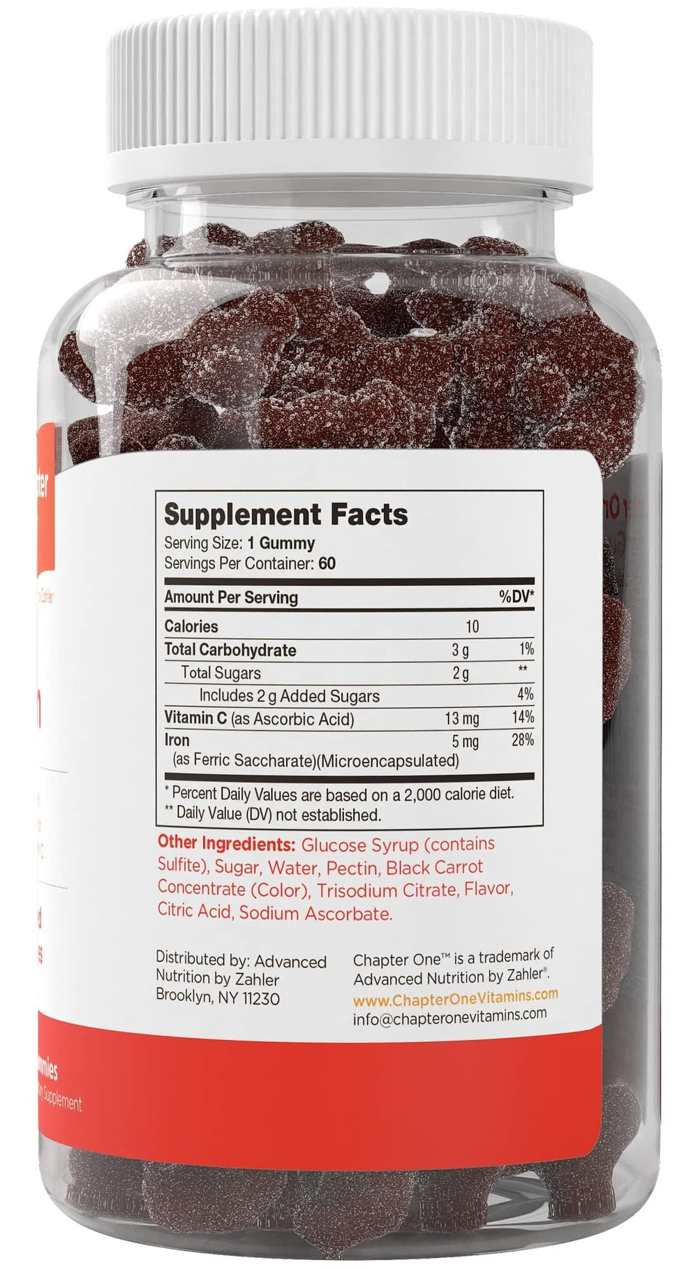 Zahler Iron Gummies with Vitamin C in a fruit-flavored chewable form.
