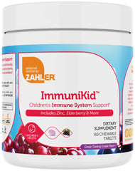 Zahler Kids Immune Support label close-up showing vitamins and grape flavor.
