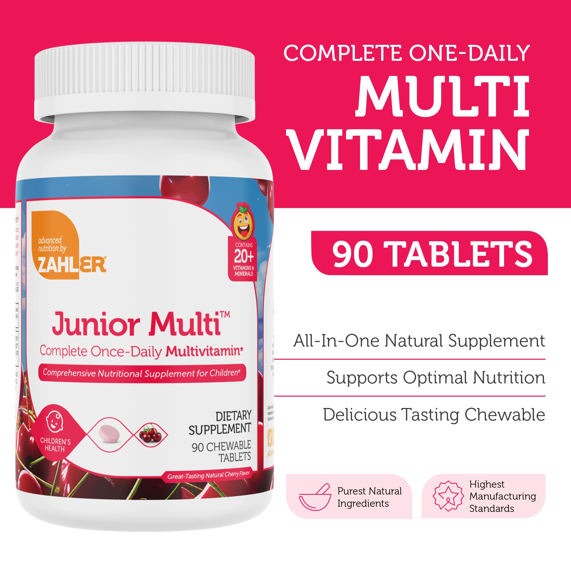 Zahler Kids Multivitamin cherry-flavor chewable for tasty daily support