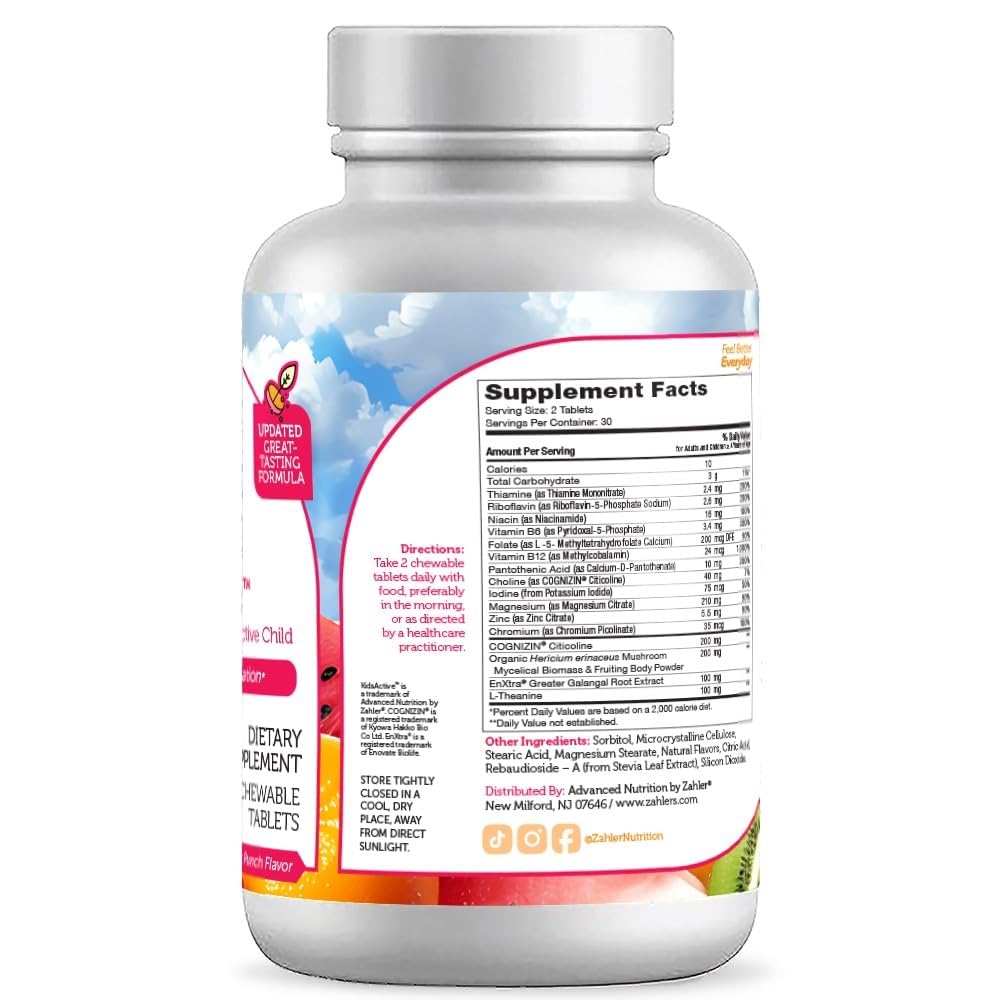 Zahler KidsActive packaging highlighting GMP and NSF certifications