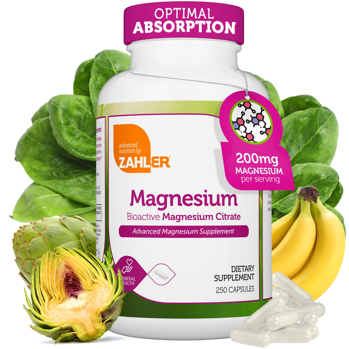 Zahler magnesium citrate capsules bottle for daily mineral support