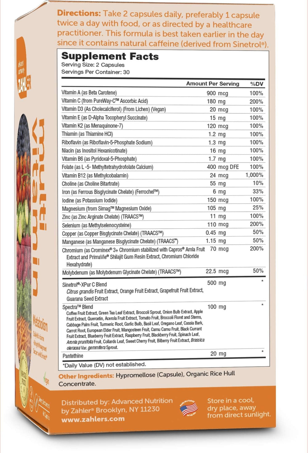 Close-up of Zahler Metabolism capsules highlighting easy daily intake